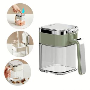 <b>Square</b> Food Seasoning Storage Box Clear Condiment Canister Container Salt Pepper Sugar Stainless Steel Lids Glass <b>Spice</b> <b>Jars</b> - Product Image 2