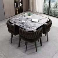 GEDO Nouveau design de mobilier de restaurant, tables de salle à manger carrées en céramique microcristalline de luxe et ensemble de 4 chaises
