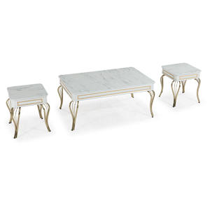 Ensemble de table basse Basak, plateau en marbre, pieds en métal, style moderne antique, meubles de salon - Product Image 2