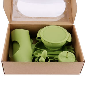 Conjunto de Alimentação de Silicone para Bebês por Atacado com Prato de Caranguejo com Divisórias, Tigela, Babador e Talheres, Louça Infantil Livre de BPA - Product Image 6