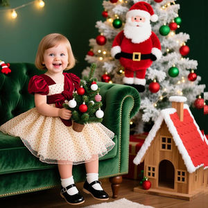 Nouvelle Robe de Princesse pour Bébé avec Voile en Tulle à Pois pour Fille, Idéale pour les Soirées d'<span class=keywords><strong>Anniversaire</strong></span> de 1 An et les Cérémonies, Robe Lavée pour Petites Filles - Product Image 3