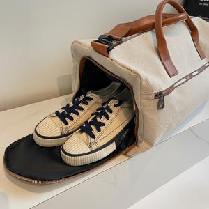 Sac polochon en toile décontracté à logo personnalisé pour sac à main de remise en forme sac de nuit Weekender avec compartiment à chaussures - Product Image 2