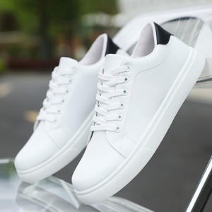 New Men's White Sneakers Korean Style Trendy Student Sports <strong>Shoes</strong> Casual Lace-up Solid Waterproof Non-slip Board <strong>Shoes</strong> Size 46 - Product Image 1