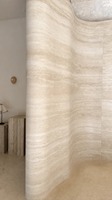 Panel Dinding Travertine Beige Campuran untuk Interior, Dekorasi Sudut Melengkung, Latar Belakang Batu Fleksibel