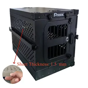 USA Popular Black Foldable Durable Aluminium Dog Box Large Collapsible Portable Heavy Duty Dog Crate