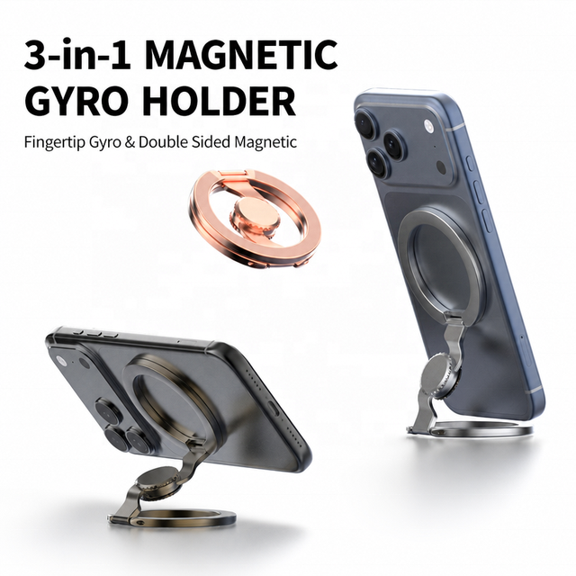 Magnetic Phone Ring Holder Fingertip Gyro Fidget Spinner Foldable Cell Phone Stand Double Sided Magnet Grip for iPhone