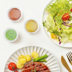 <b>100ml</b> <b>Cups</b> with Lids,Food Safe Disposable Plastic Portion Condiment Dipping Sauce <b>Cups</b>,Small Containers for Salad Dressing - Product Image 5