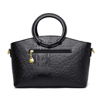 Sac fourre-tout de luxe en cuir de crocodile noir à motif autruche, résistant à l'eau, avec poignée supérieure en polyester et rabat, idéal pour les soirées