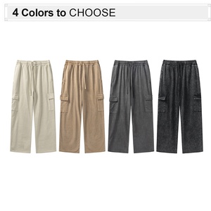 Özel baskılı boş 360 gram kalın yıkanmış erkek <span class=keywords><strong>Sweatpants</strong></span> düz bacak İpli yıkanmış pamuk <span class=keywords><strong>Sweatpants</strong></span> - Product Image 2