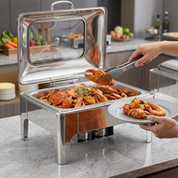Ensemble de réchauds de buffet de luxe en acier inoxydable avec contrôle numérique intelligent de la température alimenté à l'alcool, design rectangulaire argenté