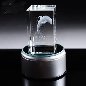 Cubo de cristal láser 3D con base de luz LED, con luz LED, en forma de cubo - Product Image 2