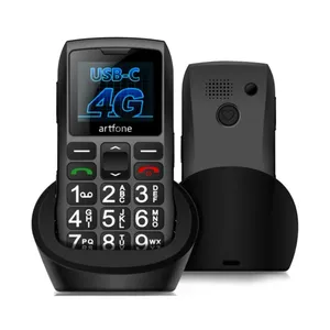 2024新しいC1バーシニア携帯電話LTE4Gネット充電ドック付き高齢者用デュアルシムワンキーSOSFM1400mAhセル