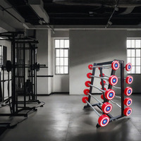 Ensemble d'haltères fixes Rouser 10-50 kg avec barre droite EZ pour curls, poids en polyuréthane avec logo personnalisé pour l'entraînement en salle de sport commerciale