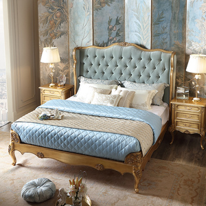 <span class=keywords><strong>Letto</strong></span> <span class=keywords><strong>Matrimoniale</strong></span> in Legno Massello Stile Francese, <span class=keywords><strong>Oro</strong></span> Anticato, 1,8m, Imbottito e Intagliato, <span class=keywords><strong>Letto</strong></span> Nuziale Europeo, <span class=keywords><strong>Letto</strong></span> Principessa con Testiera Trapuntata in Tessuto - Product Image 3