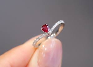 Xinfly classico oro 18K a goccia anello rubino piccione rosso sangue oro bianco placcato con diamante - Product Image 2