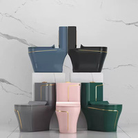 Ensemble WC et lavabo en céramique monobloc de luxe, à chasse siphonique, noir et blanc, pour salle de bain, vente en gros