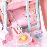 IIECREATE Maison miniature DIY rose, puzzle en bois 3D, meubles miniatures, kit de poupée avec plastique PP pour filles de 14 ans et plus