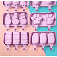 Moules en silicone pour glaces en forme de lapin violet de qualité alimentaire avec logo personnalisé, fabrication artisanale de sucettes glacées mignonnes de dessin animé pour les pattes, les bonhommes de neige, les cake pops, vente en gros