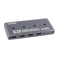 Commutateur KVM USB 4 ports Oright pour sortie 4-en-1, prend en charge 4 ordinateurs, 4 USB 2.0, 1 pour port, 4K 30Hz, alliage d'aluminium, CE/FCC/RoHS