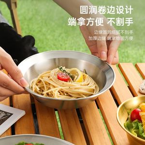 Juego de Platos para Picnic de Acero Inoxidable, Vajilla Portátil para Camping, Plato Redondo para Aperitivos, Diseño Ecológico - Product Image 1