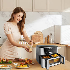 Friteuse à air double pile Fenêtre de visualisation intelligente à commande numérique Grande capacité de 12L Double pile pour 4 aliments - Product Image 1