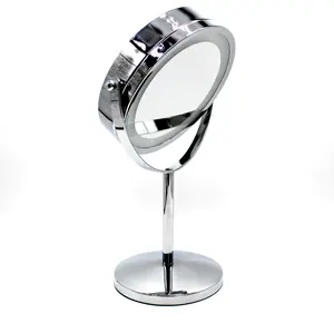 Cermin rias layar sentuh desain baru pabrik cermin kosmetik rias bulat vanity meja dengan lampu led