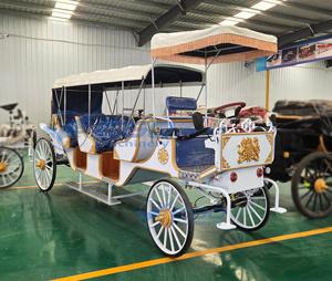 2025 Carrosse de chevaux en bois bleu simple pour mariages et visites touristiques / Carrosse de mariages et de visites touristiques / Carrosse de visites touristiques classique à vendre - Product Image 4