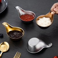 Vente en gros de bols à mélanger les assaisonnements en métal rétro, vaisselle de restaurant, coupelle à sauce en acier inoxydable, plat à assaisonnements avec poignée