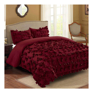 Vente en gros de literie en microfibre, papillon fleur, <span class=keywords><strong>style</strong></span> princesse, teinte unie, applique Super King Size <span class=keywords><strong>3</strong></span> PCS, ensemble de couette Edredones - Product Image 1