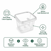 Contenant carré en PET transparent de qualité supérieure pour mousse au chocolat, emballage alimentaire jetable avec couvercle, personnalisable en Guangdong pour desserts et collations