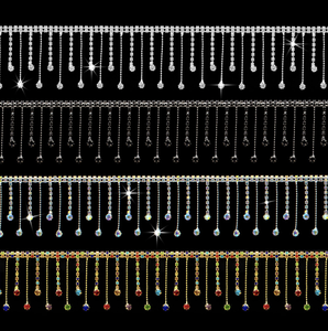 Ouro Fringe Guarnição Beads Borla Strass De Vidro 3D para Corte Decorativo em Cortinas Roupas Vestidos Sacos Sapatos - Product Image 2