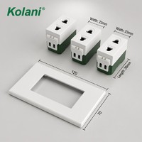 Kolani 120 Enchufe de Pared Modular Triple de 2 Orificios, Vertical, 16A 250V, Empotrable, 3 Unidades, Tomacorriente Multistándar con Obturador de Seguridad