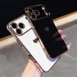 เคสโครเมียมกันกระแทก4มุมสำหรับ iPhone 11/12 Pro/13/14/15/16/17 Air/17 PROMAX <span class=keywords><strong>Heart</strong></span> Design - Product Image 5