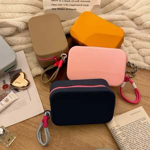 กระเป๋าใส่เครื่องสำอางซิลิโคนแบบพกพากันน้ำมีที่ปิดและซิปใช้ซ้ำได้สำหรับเดินทางเครื่องประดับเครื่องสำอางที่เก็บบนโต๊ะใหม่ - Product Image 3