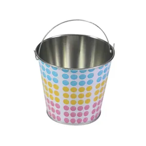 2023 Promotional New Style Tin Metal Bucket Mini Tiny Kids Toy Bucket With Handle