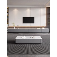 Table basse minimaliste haut de gamme en pierre frittée écologique, table à thé moderne avec dalle en porcelaine haute résistance pour la décoration intérieure