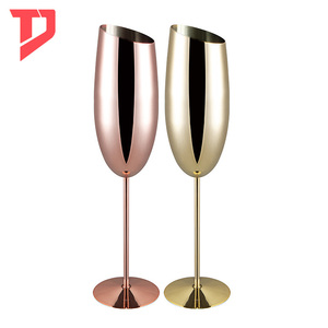 Logo <span class=keywords><strong>personnalisé</strong></span> Luxe Vin Gobelets en métal Cocktail Verres à vin 250ml Acier inoxydable Cuivre Verre Vin Champagne Coupe Flûtes - Product Image 2