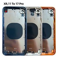 Coque arrière XR compatible avec iPhone 11-17 Pro Max, compatible avec le boîtier du Pro 16, pour Apple DIY, avec batterie et châssis intermédiaire XR