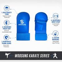 Gants de karaté professionnels Woosung, protège-mains bleus et rouges, pour entraînement et sparring, adultes et jeunes.