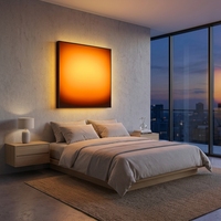 Panneau mural lumineux de luxe en acrylique rétroéclairé de 800 mm avec variateur rotatif métallique, vente en gros d'usine