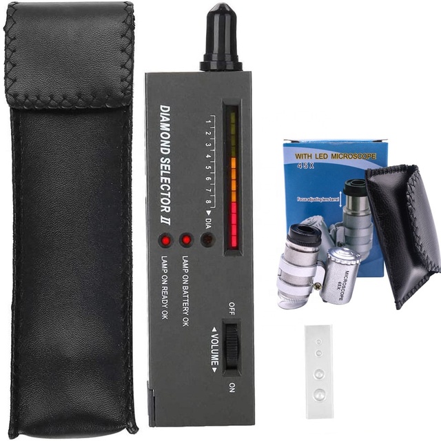 2-piece Drill Pen Thermal Conductivity Tester Diamond Tester with Light Magnifying Glass Hardness Testing for Identifying Genuin