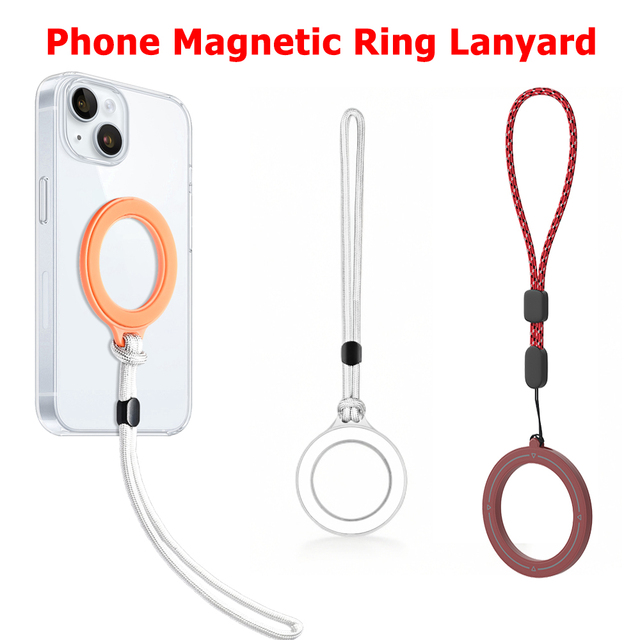 Shenzhen Custom logo Mobile Phone Lanyard Magnetic Ring Lanyard Strap Magnetic Phone Stands Holders for iphone 15 16 Pro Max