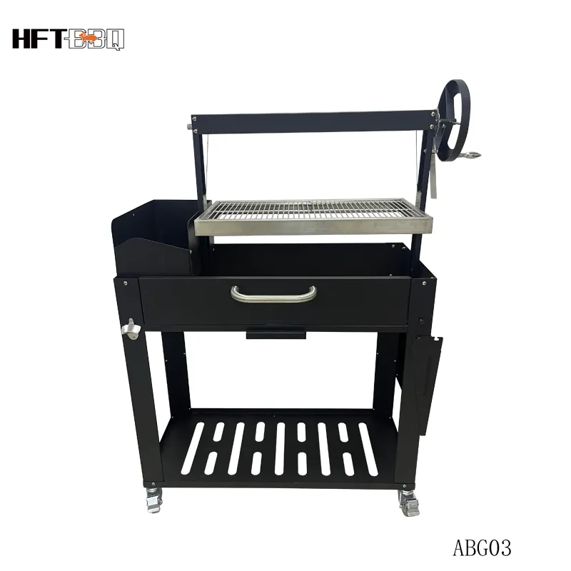 Brazilian-Style Grill With Fire Brick Adjustable Height Spray Black Paint