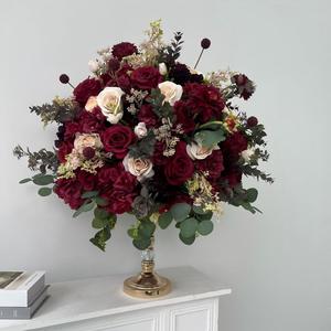 Vente en gros d'usine, centres de table personnalisés pour mariage, décoration de table, roses artificielles en soie, hortensias blancs et verts, boules de fleurs de jardin - Product Image 4