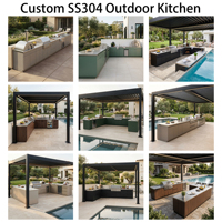 Cuisine extérieure moderne en acier inoxydable 304 imperméable ODM, cuisine extérieure multifonctionnelle personnalisée pour jardin, barbecue, cour, patio