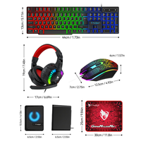 Ensemble de jeu 5-en-1 avec logo personnalisé, souris USB étanche à LED, casque, haut-parleurs, tapis de souris, souris filaire pour PC de bureau, jeu, bureau