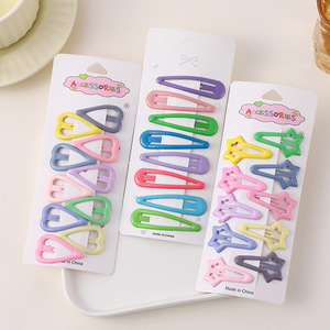 Barrettes à cheveux en forme de cœur et d'étoile colorées 5,5 cm pour filles, usage quotidien, fabriquées en Chine - Product Image 1