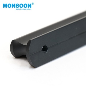 Poignée de porte moderne en aluminium noir mat pour armoire de cuisine, placard, commode et usage hôtelier - Poignée en T dissimulée à bord long - Product Image 3