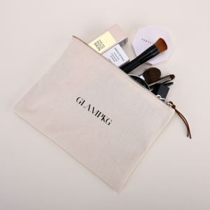 GLAMPKG Premium Off-<b>white</b> Canvas <b>Small</b> Storage <b>Bag</b> with Gold Zipper Personalized Gift Packaging Pouch for Jewelry & Accessories - Product Image 4