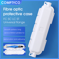 Caja de empalme de fibra óptica FTTH de 1 núcleo, impermeable, de ABS, con tubo adaptador SC, cable de bajada y accesorios de funda termorretráctil